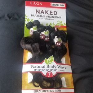 SAGA Naked Brazilian Virgin Remy Human Hair